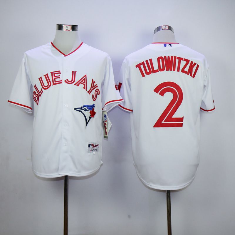 Men Toronto Blue Jays #2 Tulowitzki White red MLB Jerseys->toronto blue jays->MLB Jersey